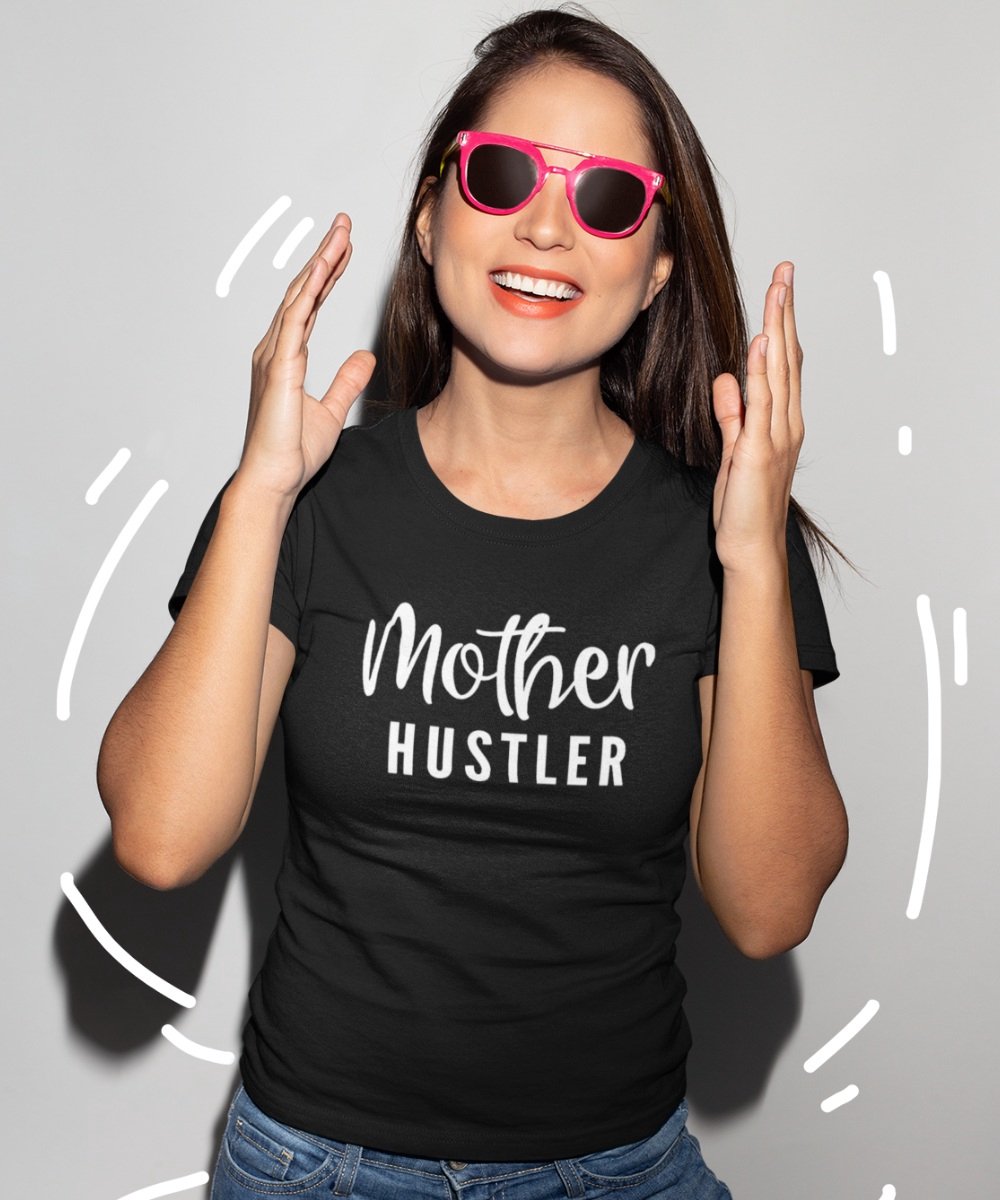 Moederdag T-shirt Mother Hustler | Zwart - Maat L | Moederdag Cadeautje